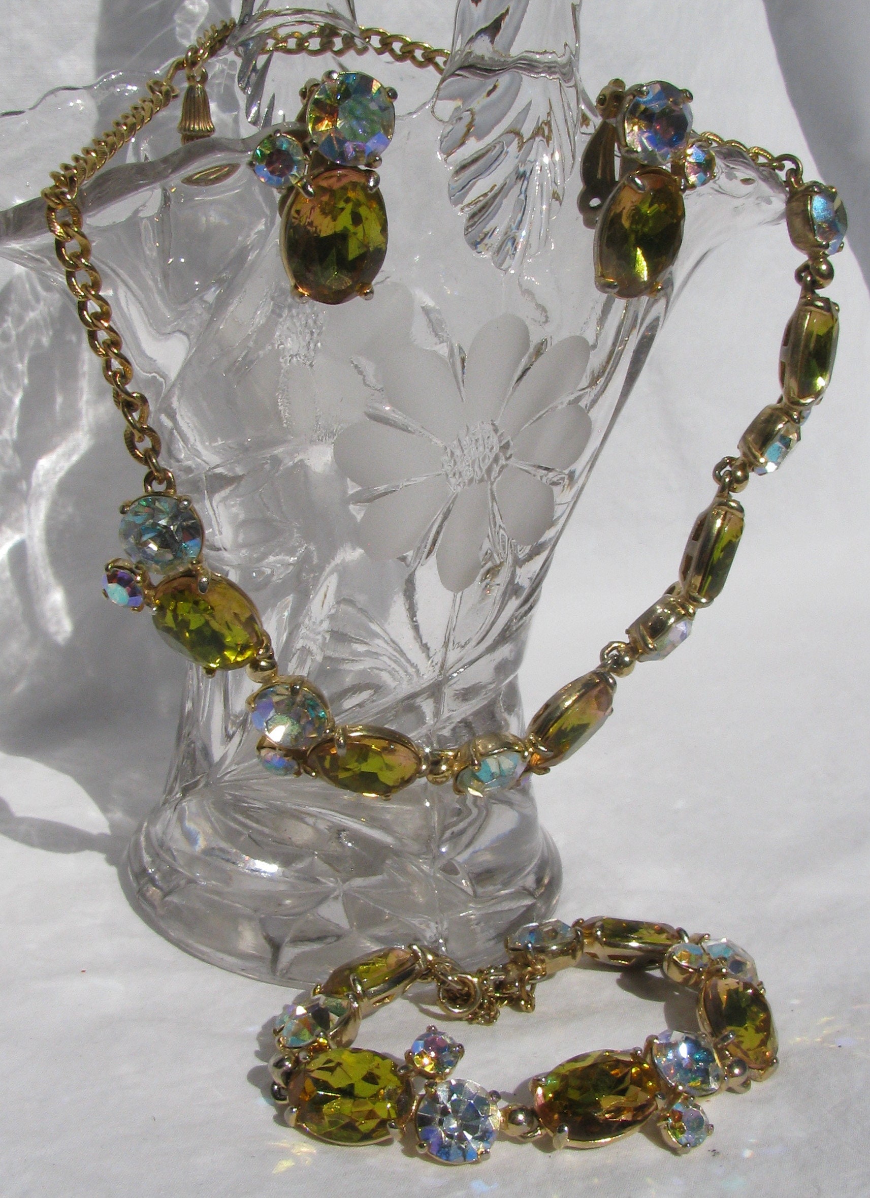 Vintage Amazing Elsa SCHIAPARELLI 3 Piece Parure, Citrine Yellow