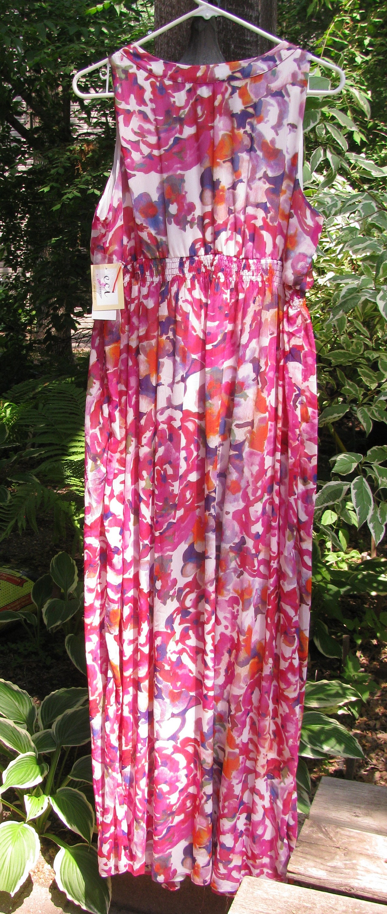 Beautiful Flowing ECI New York Labeled Sleeveless Long Sleeved Dress Floral NWT New With Tags Beaded Collar Women s Size 10 Summertime Etsy