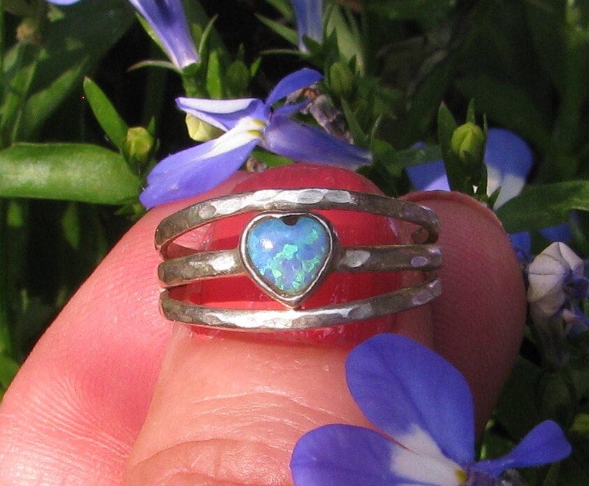 Triple Blue Heart Ring