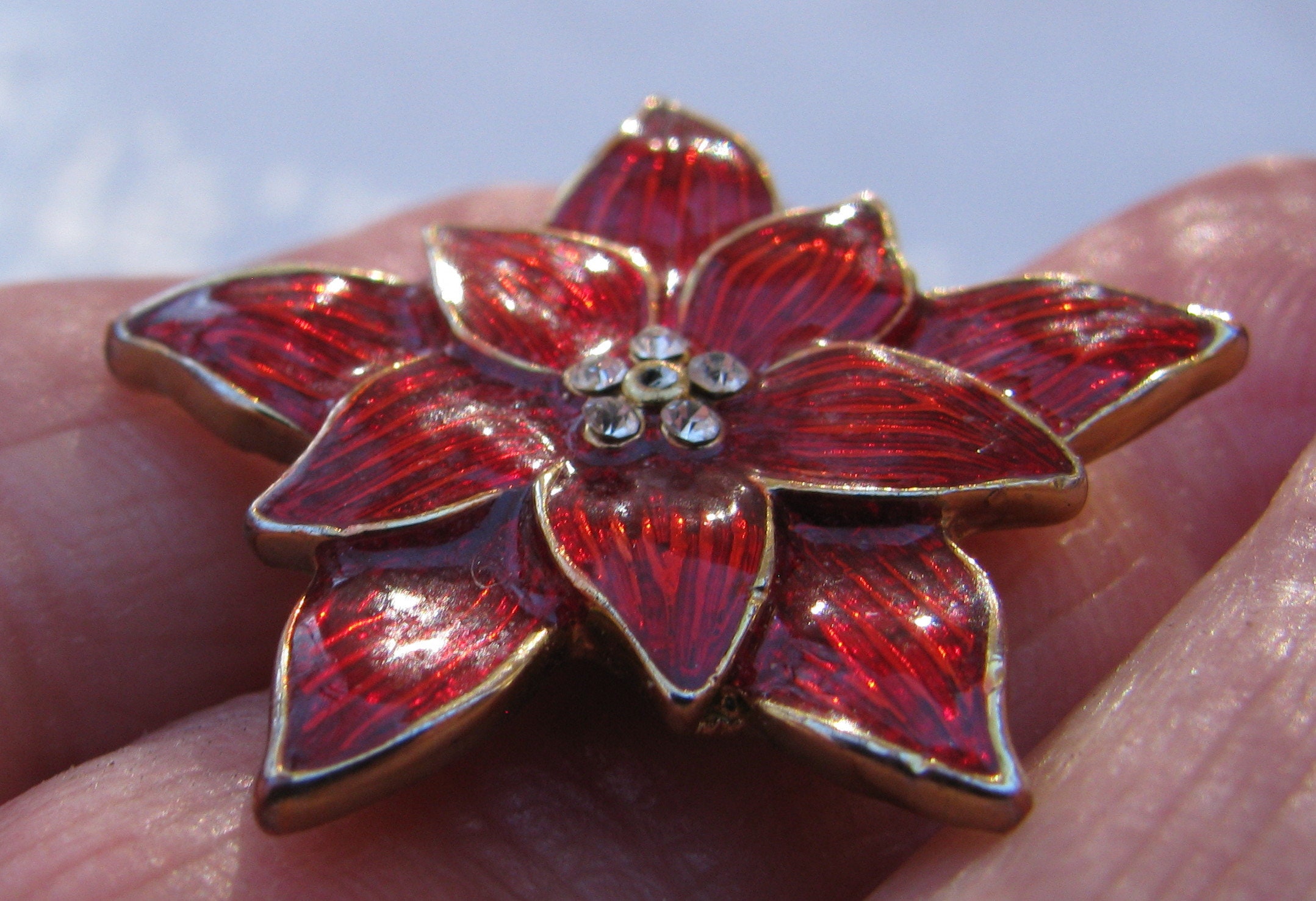Beautiful 1970's EISENBERG ICE Red Guilloché Enameled