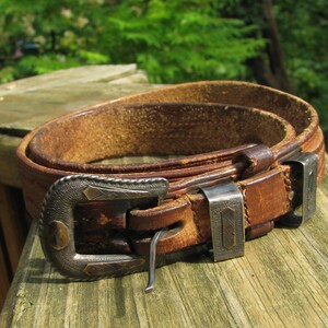 Unique mid century belt Mid-Century Modern Wood & Leather Lattice Belt Adjustable  main image 3