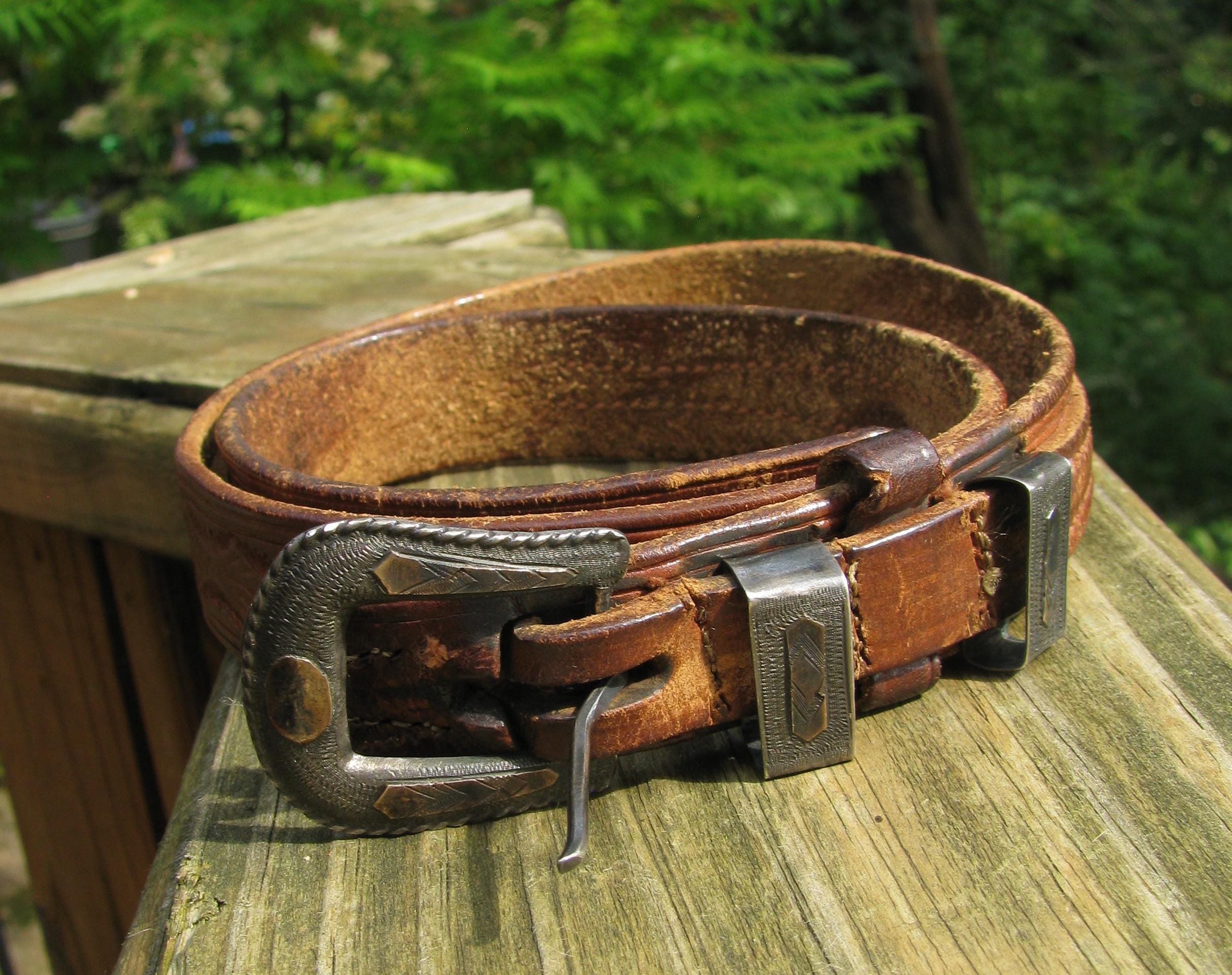 Hand-tooled edible leather belt by Mexican artisans. Size S /36 inches long Custom Hand Tooled Leather Lady main image 3