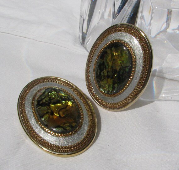 Retro and Really Big Faux Abalone Guilloché Ename… - image 6