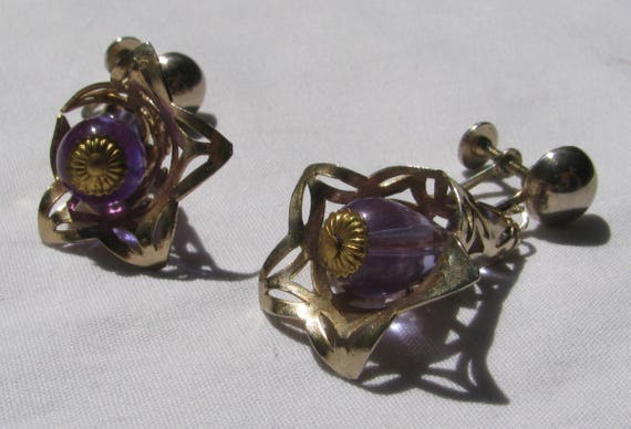 Stellar Unique Purple Plastic Beaded Dangle Drop … - image 6