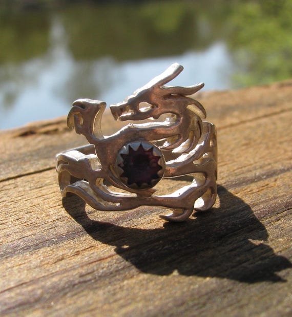 Mythical Silver Dragon Statement Ring, Openwork D… - image 7