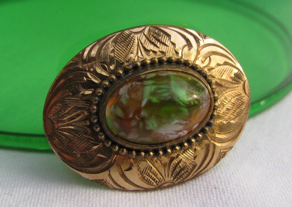 Exquisite Antique Gold Filled Victorian Etched Br… - image 6