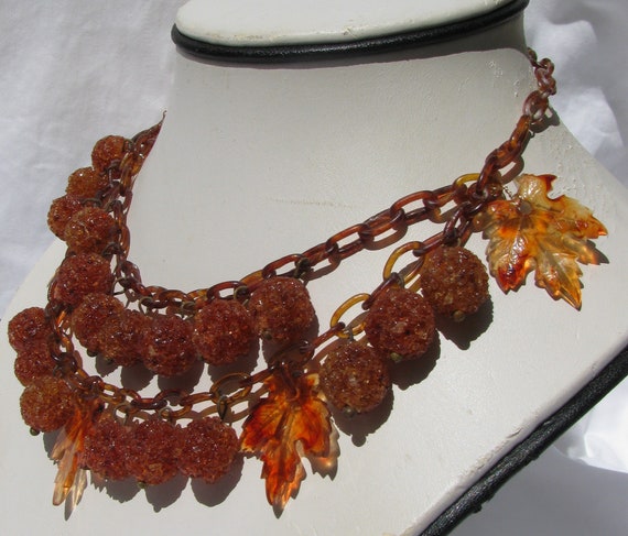 Remarkable Vintage Celluloid Two Tier Necklace, D… - image 3