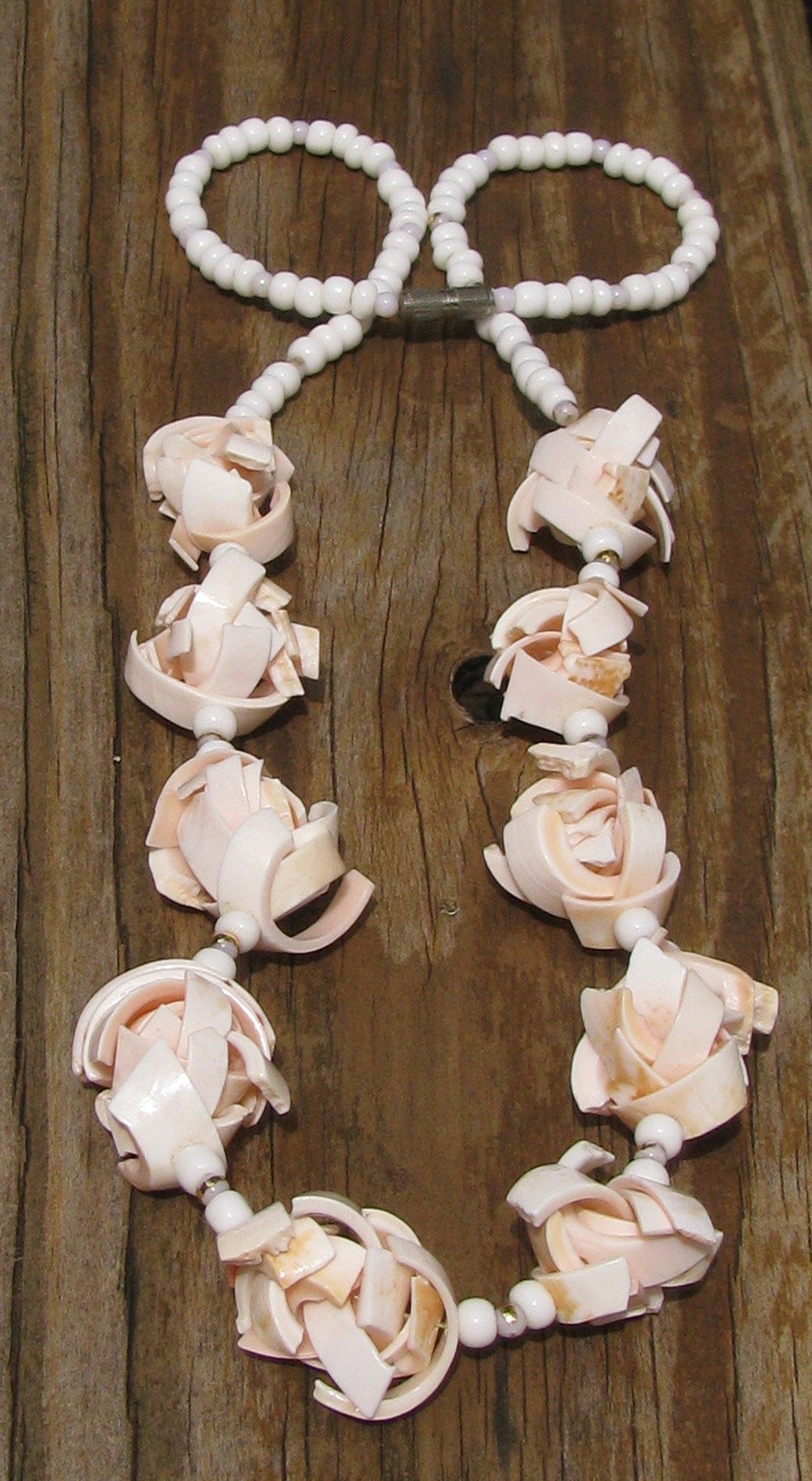 Uniquely Designed Vintage Shell Confetti Ball Beaded Lady's Necklace ...