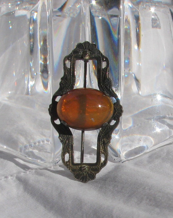 Amazing Vintage Fire Opalescent Glass Sterling Si… - image 3