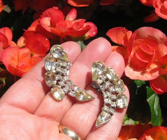Antique Matching Pair of 1 & 5/8" Rhinestone Dres… - image 1