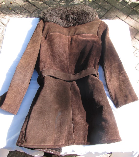 Vintage Dark Brown Suede Lady's Lined Winter Coat… - image 7