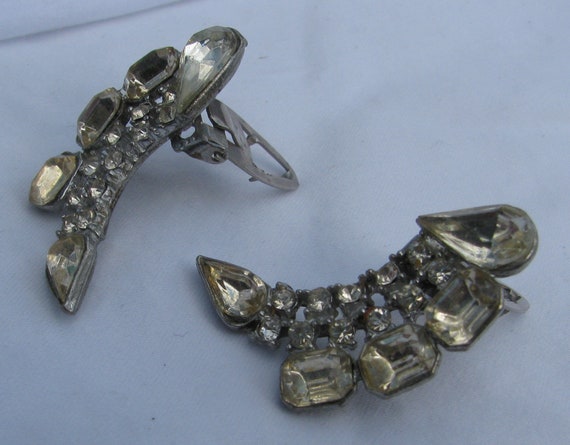 Antique Matching Pair of 1 & 5/8" Rhinestone Dres… - image 4