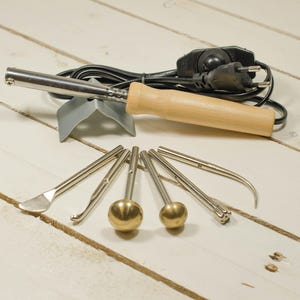 8 items. Flower making set of 6 tools + soldering iron + stand iron + video tutorials