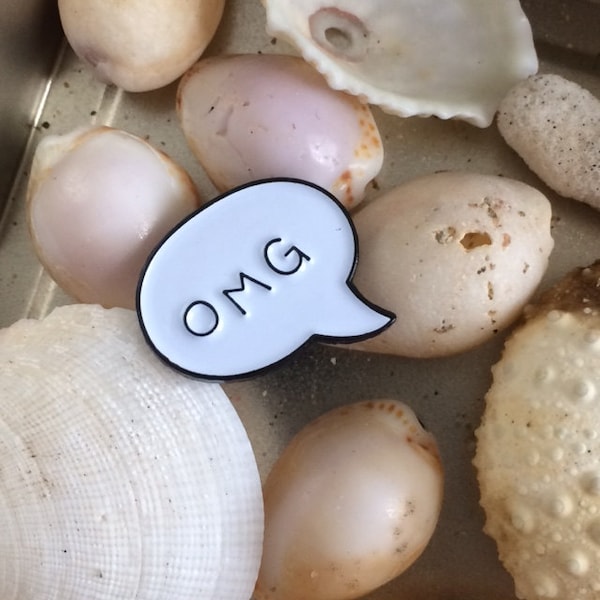 OMG speech bubble soft enamel pin, cute flair, small gifts - Free Shipping!