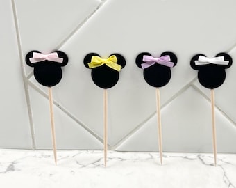 Minnie Mouse Topper -  Minnie Mouse Party Decor - Minnie Mouse Cupcake Toppers - Minnie Party - Disney Party - Hair Bow