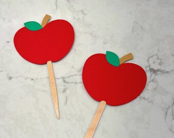 Apple Cupcake Toppers - Apple Theme Party Decor, Apple of My Eye - Apple Party - Apple Orchard Party Decorations - Teacher Party - Fall Fest