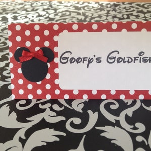 Custom Minnie Mouse Birthday Place Cards Food Labels Party Decoration Mickey Mouse Clubhouse Disney Party Decor Personalized Place Cards