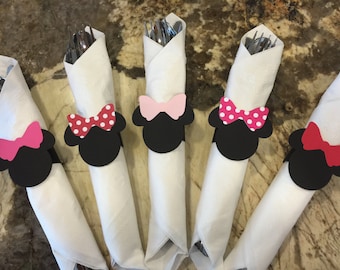 Minnie Mouse & Mickey Mouse Napkin Ring | Disney Party Napkin Ring | Mickey Mouse Clubhouse Party Decoration | Minnie Tableware | Set of 12