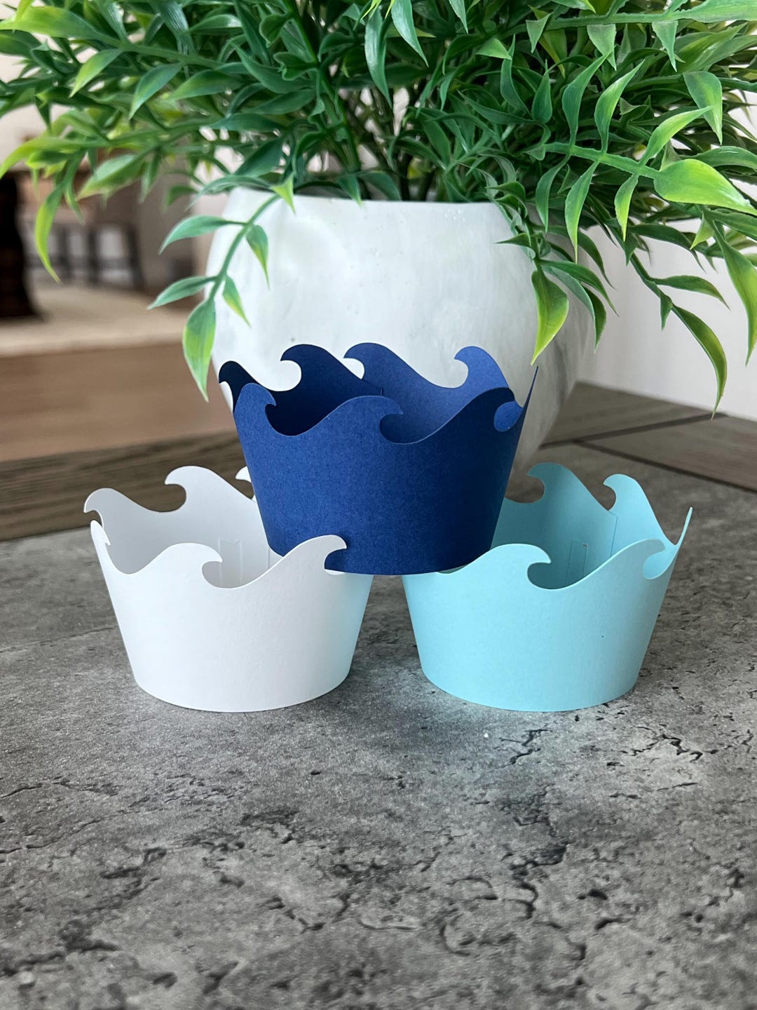Wave Cupcake Wrappers: Ocean, Mermaid, Nautical Party Decor - Etsy