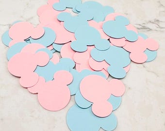 Mickey Minnie Confetti: Pink & Blue Gender Reveal Party Decor