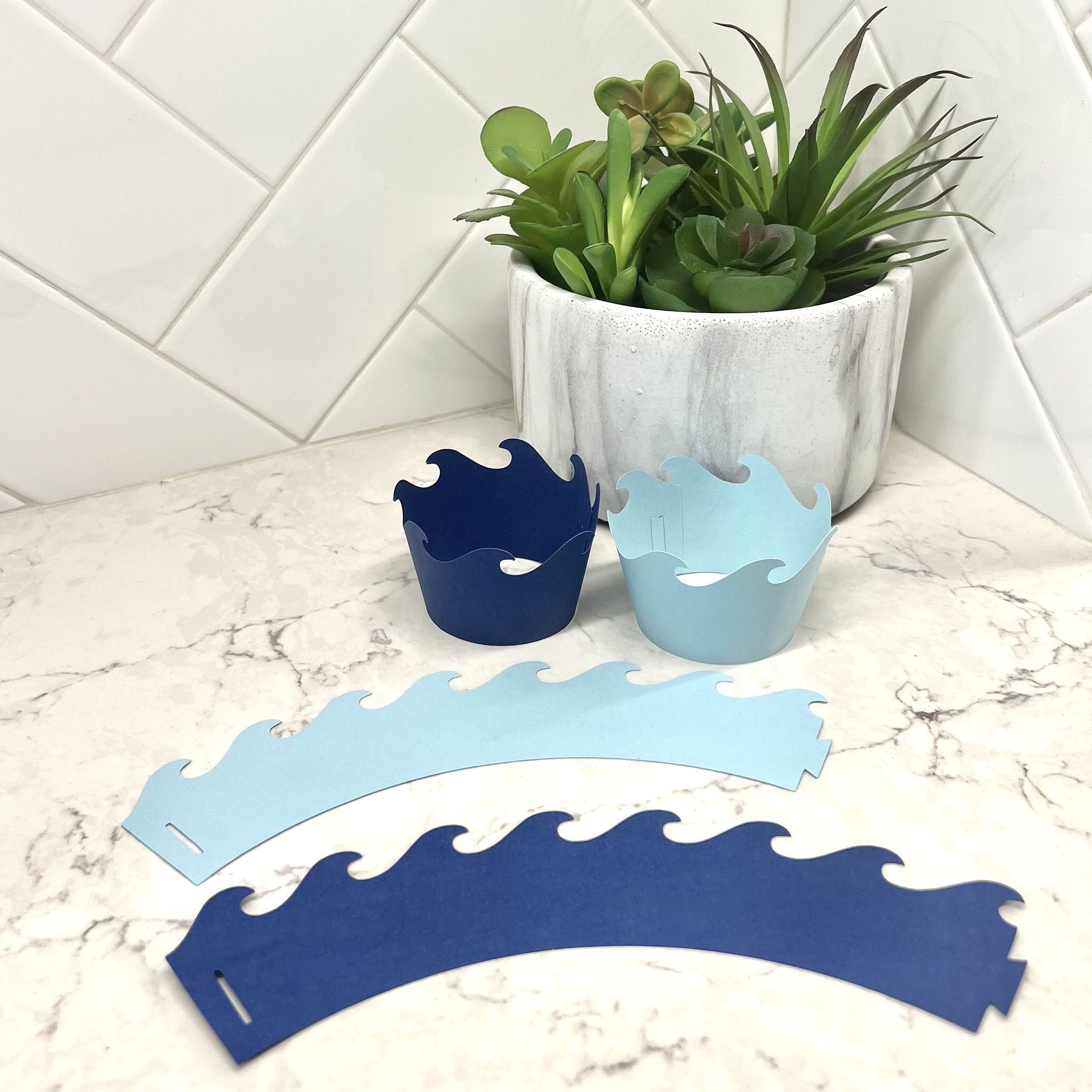 Wave Cupcake Wrappers: Ocean, Mermaid, Nautical Party Decor (set of 12 ...