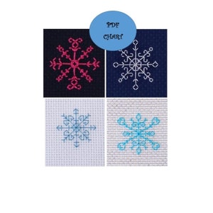 Snowflake mini cross stitch designs set of 4 Instant Download PDF Pattern/chart