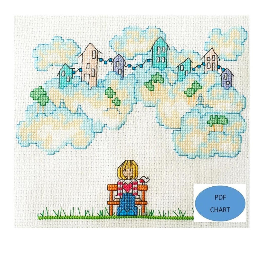 Hello Clouds and Sky Cross Stitch Instant Digital Download PDF Pattern ...