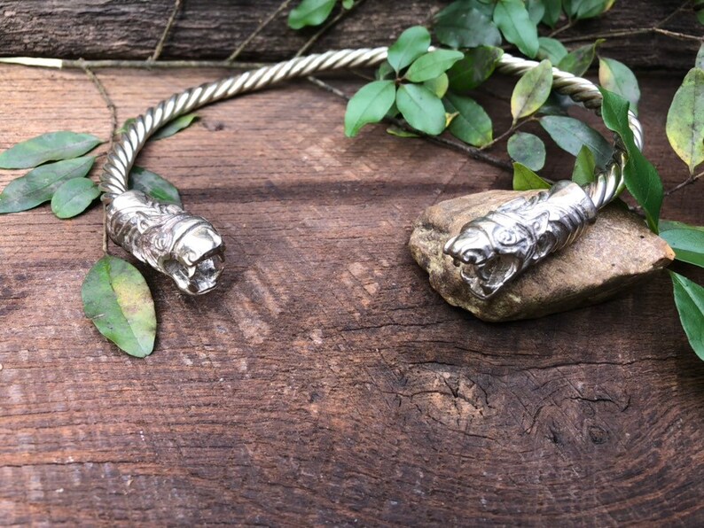 pagan celts, silver necklace vikings bronze Celtic Dragon Torc Viking