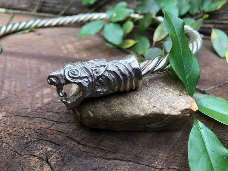 pagan celts, silver necklace vikings bronze Celtic Dragon Torc Viking