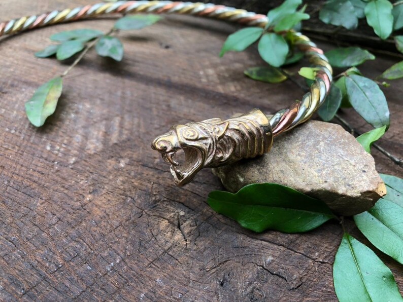 pagan celts, silver necklace vikings bronze Celtic Dragon Torc Viking