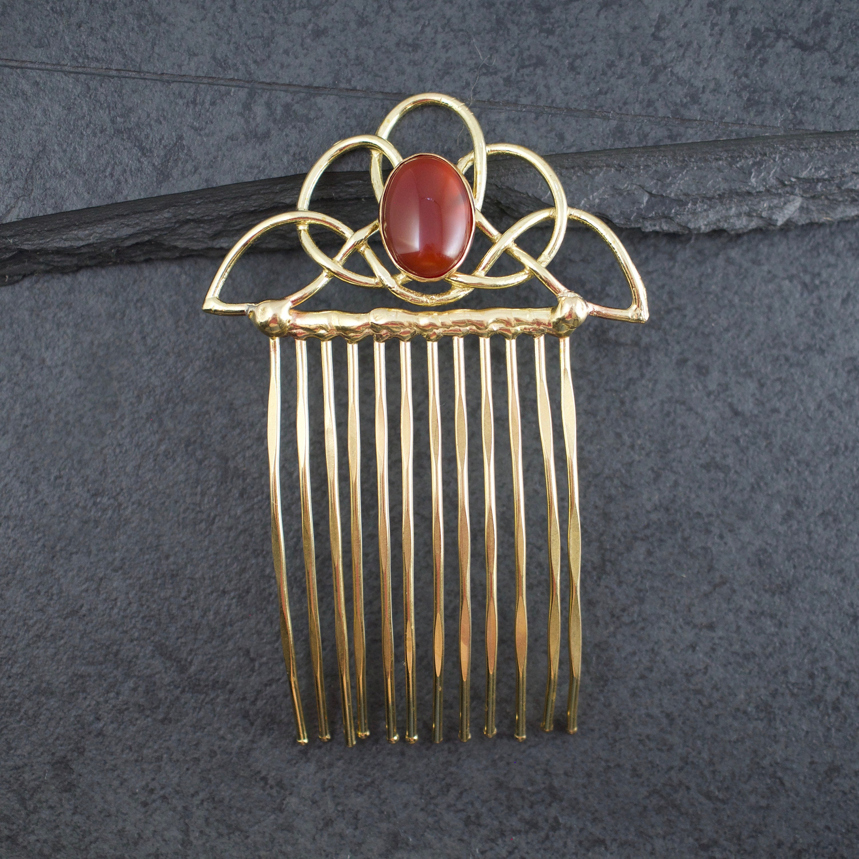 Triangle Celtic Comb Agate Stone Hair Comb Hair Pin Hair Etsy UK