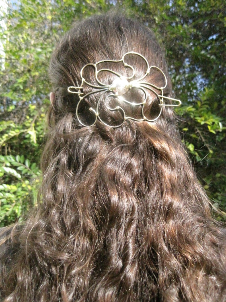 bun cage Bridal hair clip Hair Nautilus Shell Barrette Jewelry Metal Barrette Jewelry Hair Hair Stick hair pin Bun Cover
