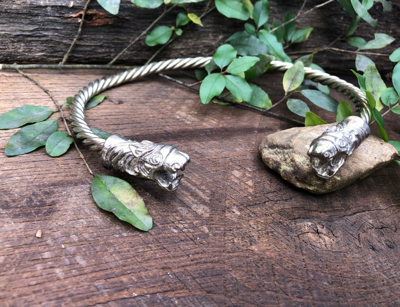pagan celts, silver necklace vikings bronze Celtic Dragon Torc Viking