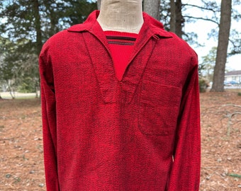 1950s Red Flecked Flannel Pullover Vintage Menswear Mint