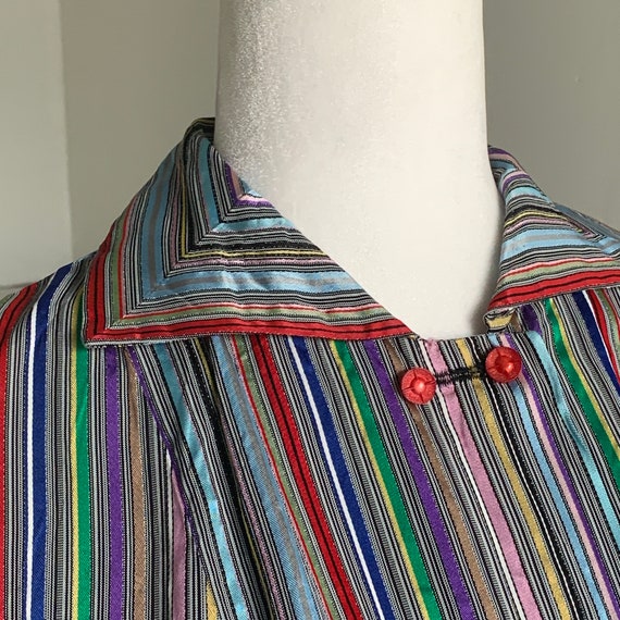 Taffeta Satin Striped 1940s Smock Jacket Casual Ch