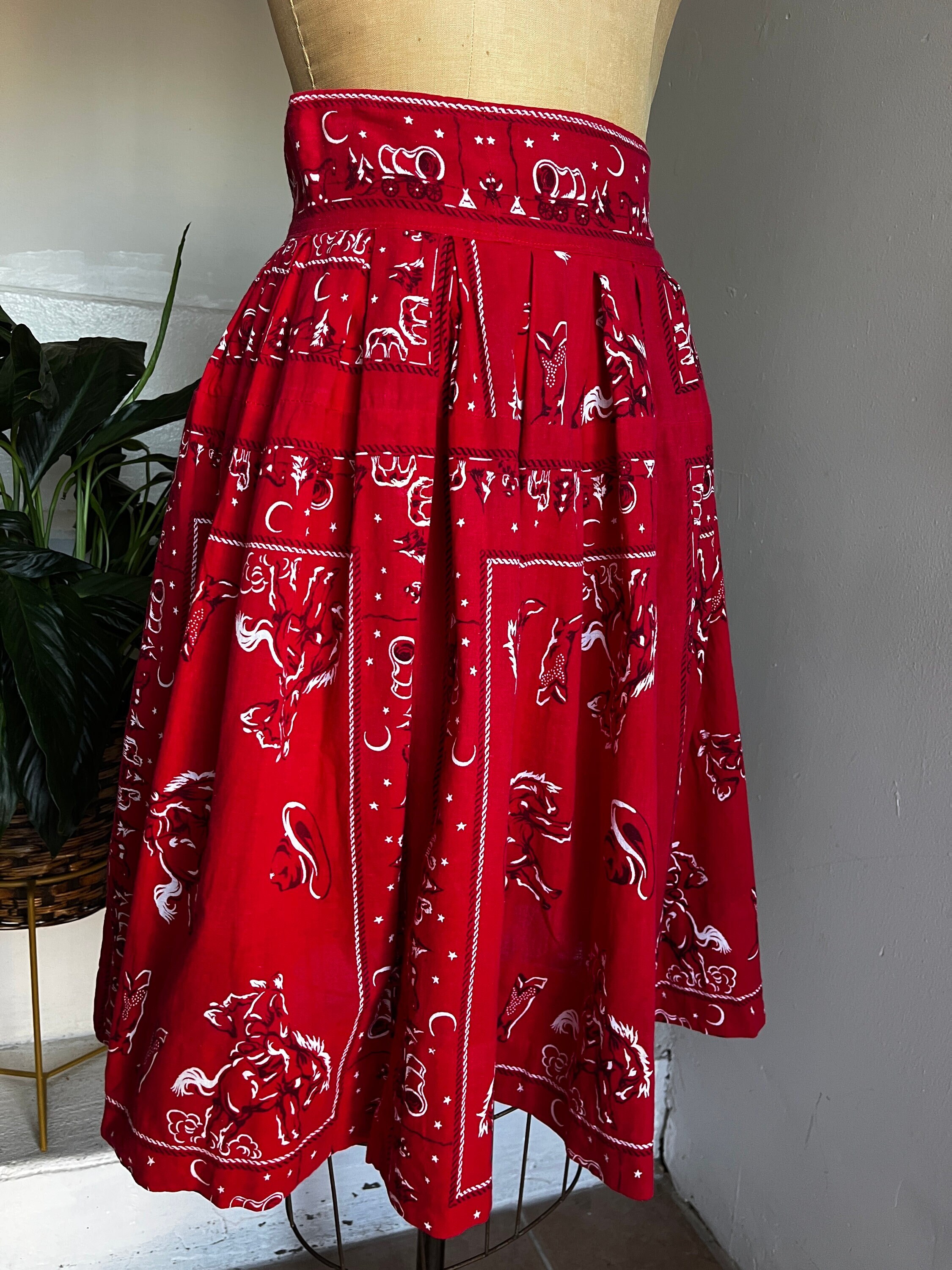 Rare 1950s Hand Made Swagger Bandana Skirt Vintage Bandana