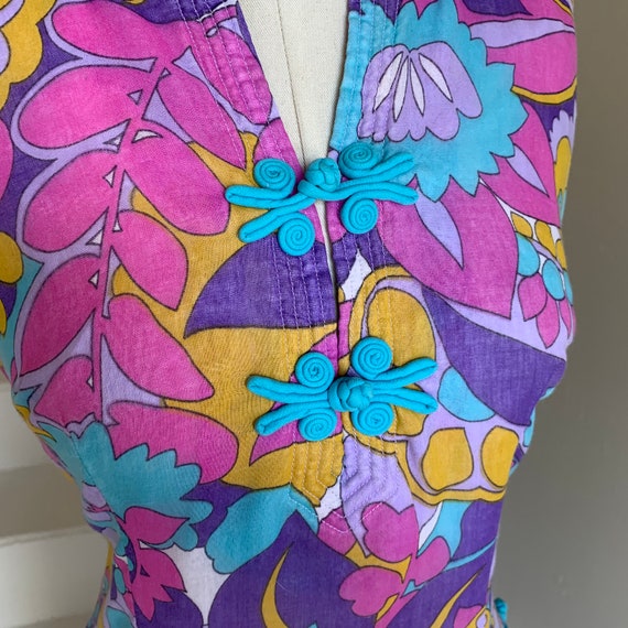 1960s Floral Psychedelic Two Piece Pants and Tunic