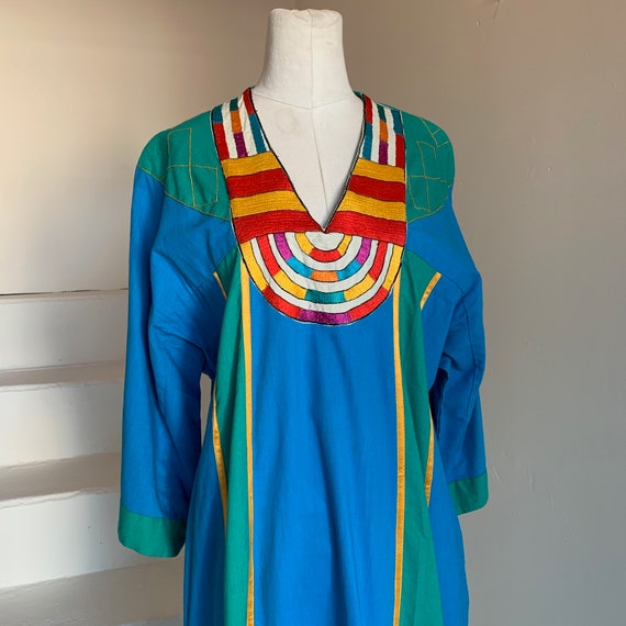 Fab 1980s Caftan Cotton Ethnic Embroidery Ribbon I