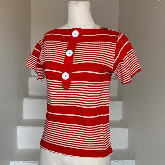 Super Cute 1960s Heavy Knit Cotton T-Shirt Striped