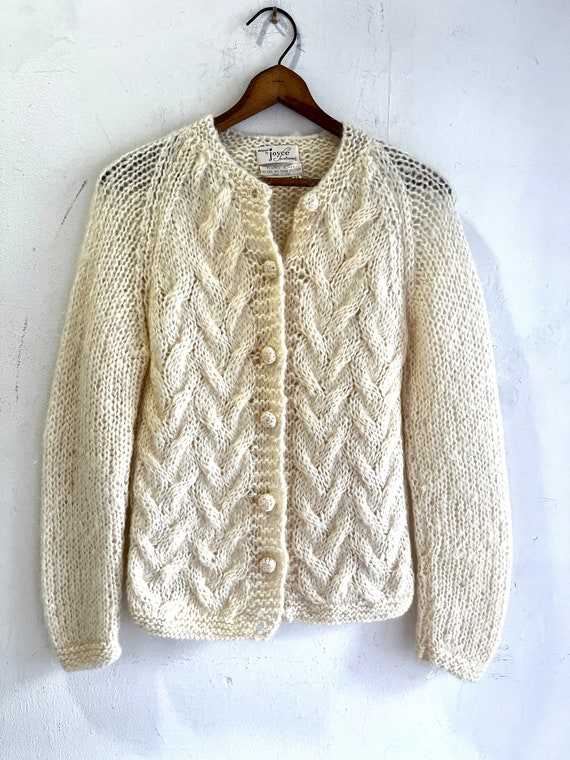 MCM Ivory Mohair and Wool Cardigan Vintage 1960s M