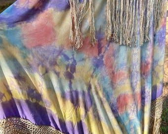 Uiterst zeldzame jaren 1920 tie-dyed pianosjaal wikkelsjaal antiek