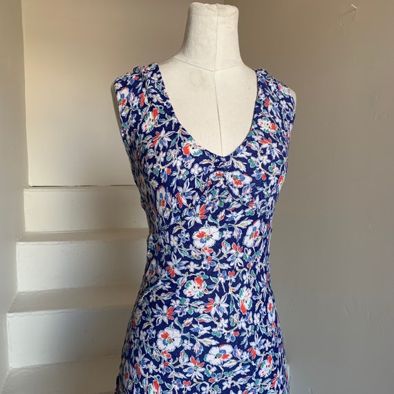 Summer 1930s Cotton Rayon Blend Floral Gown Vintag