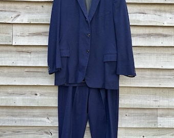 Men’s Vintage Single Breasted Blue Wool Suit Dated 1951