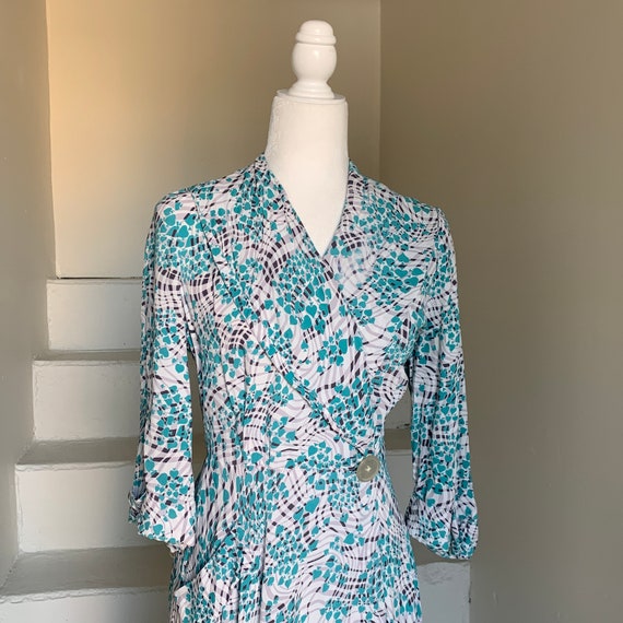 1940s Saybury Hostess Gown Rayon Print Vintage 38