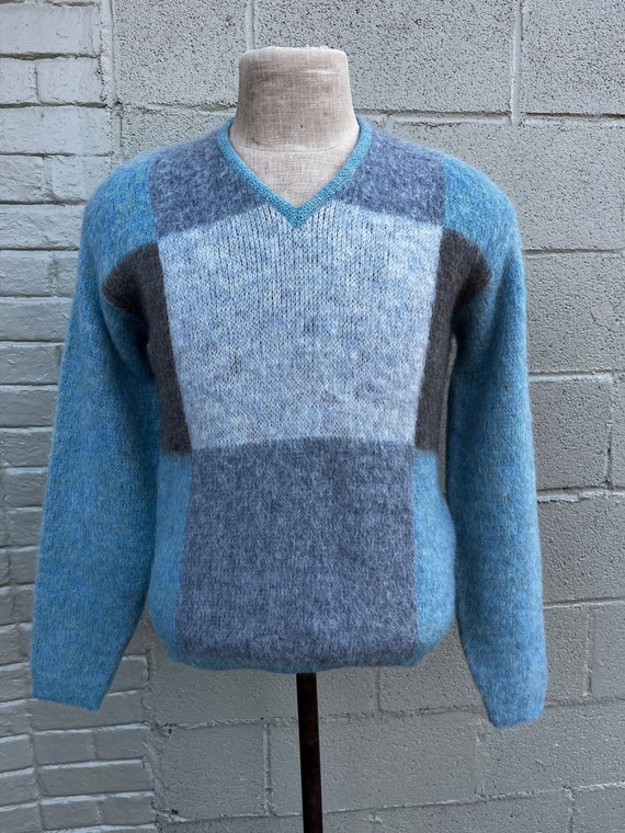 Cool Tones 1960s Mens Jantzen Colorblock Sweater … - image 1