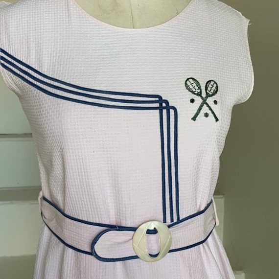 1930s Cotton Tennis Dress Vintage Sportswear XS