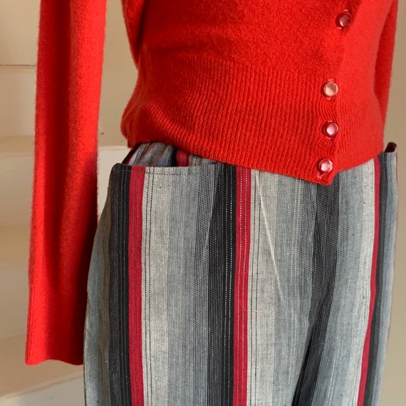 1950s Bad Girl Cropped Jeans Striped Cotton Pants