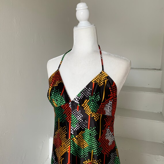 RARE Amazing 1975 Sateen Ms Arpeja Halter Dress 36