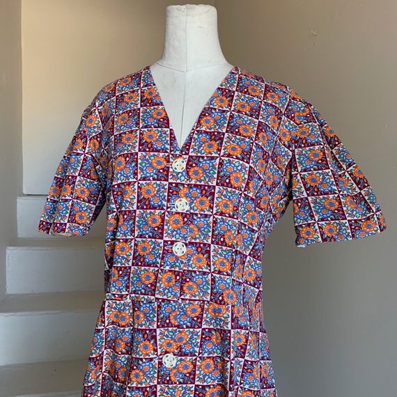 Darling 1940s Feed Sack Dress Dustbowl Home Sewn V