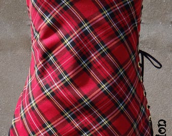 Robe, tunique en tartan écossais rouge, personnalisable.